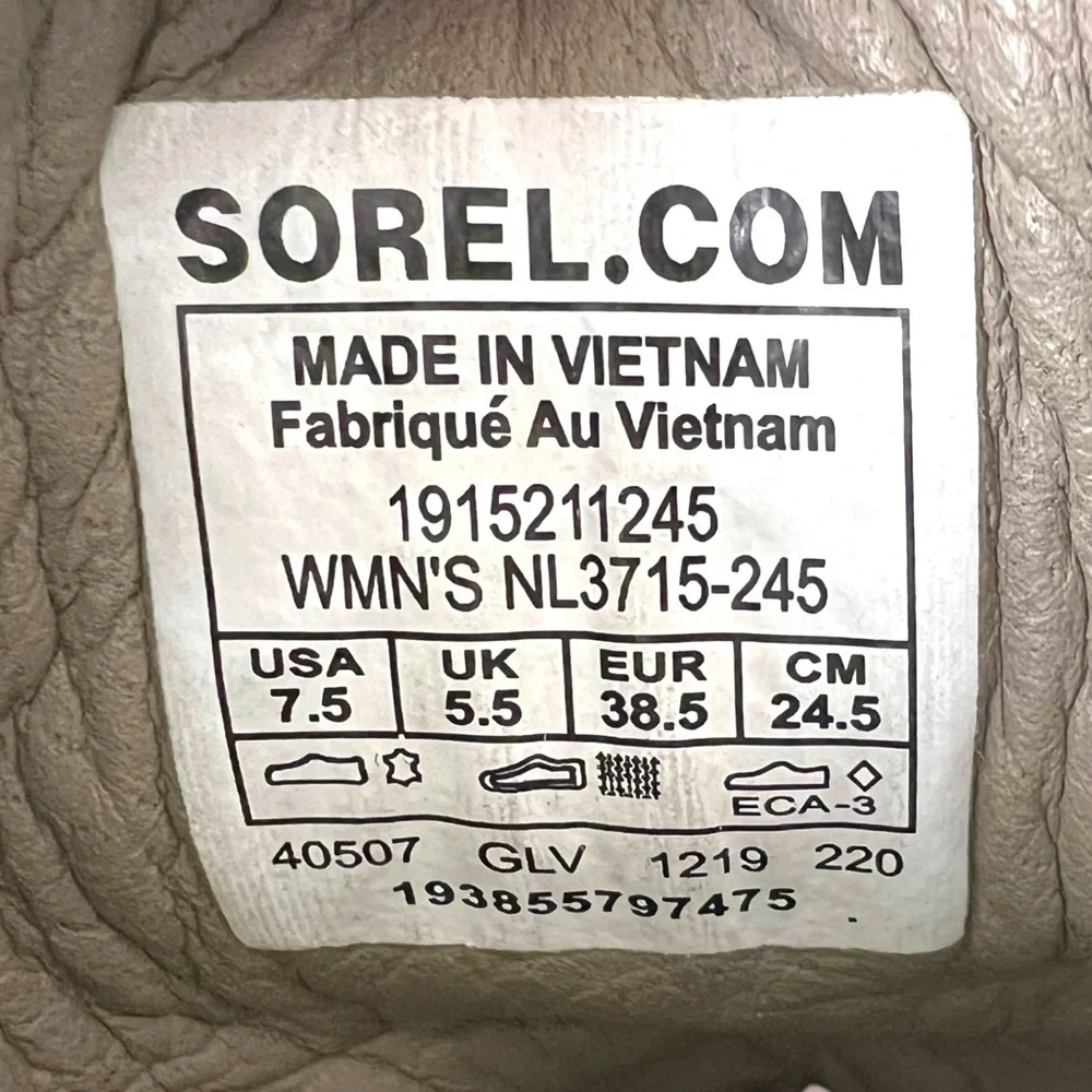 SOREL Cate Lace Up Boots Block Heel Brown Full Grain Leather Waterproof Size 7.5 - Picture 7 of 9